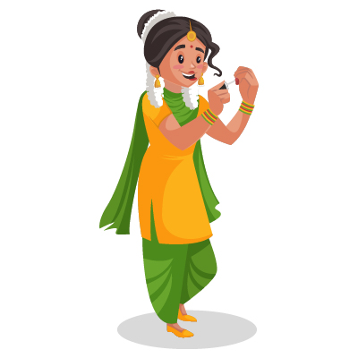 Character of Punjabi lady is applying nail paint