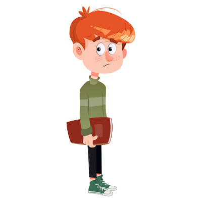 Character of indian boy holding file in hand