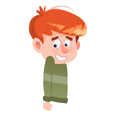 Character of indian boy with naughty smile