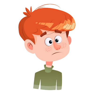 Character of sad indian boy