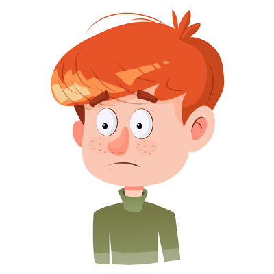 Character of scared indian boy