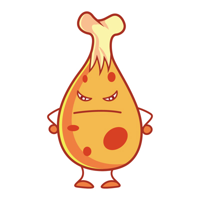 Chicken leg piece character getting angry