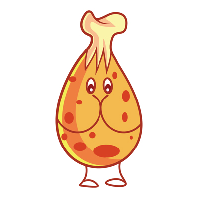 Chicken leg piece character with folded hands