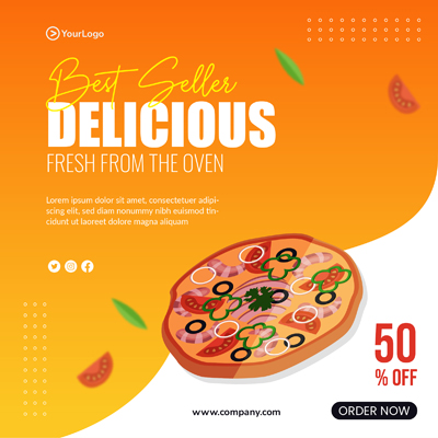 Delicious food post on banner template