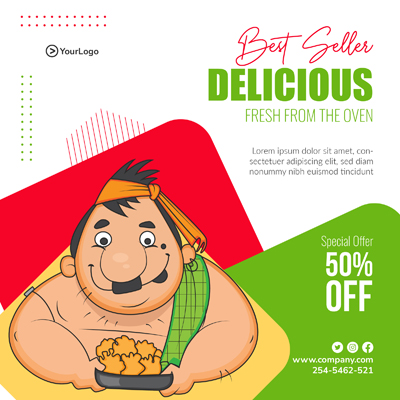 Delicious food template banner post