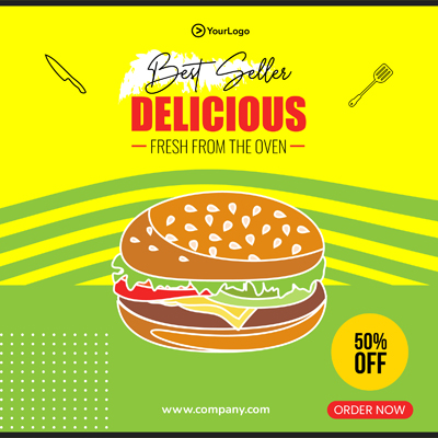 Delicious food web banner template