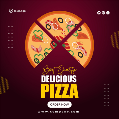 Delicious pizza template banner