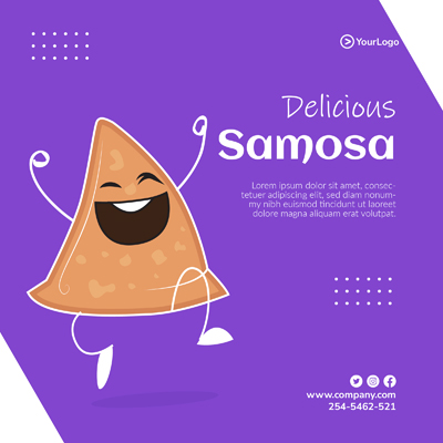 Delicious samosa food template poster banner