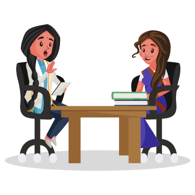 Female nutritionist sitting with woman patient
