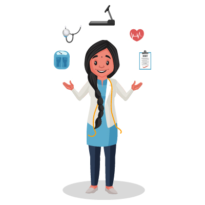Female nutritionist standing with her equipment