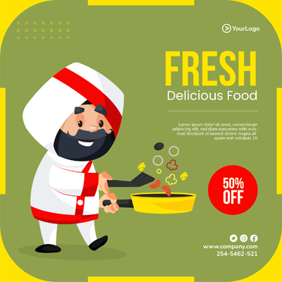 Fresh delicious food banner post template