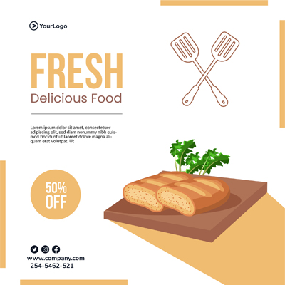 Fresh delicious food banner template