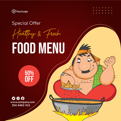 Fresh food menu banner template poster