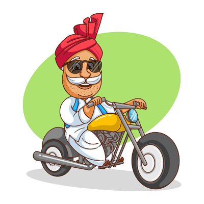 Haryanvi man riding motorcycle