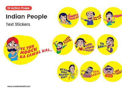 Indian People Text Sticker Bundle