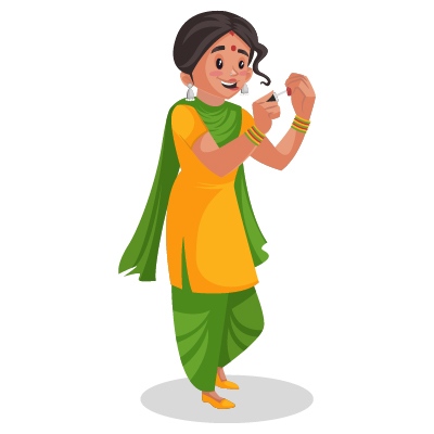 Indian Punjabi girl applying nail paint