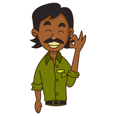 Indian auto driver happy and showing okay sign