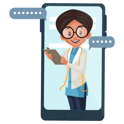 Nutritionist girl is on mobile phone for online appointment