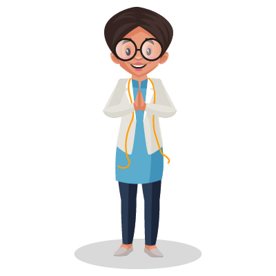 Nutritionist girl is standing with greet hands