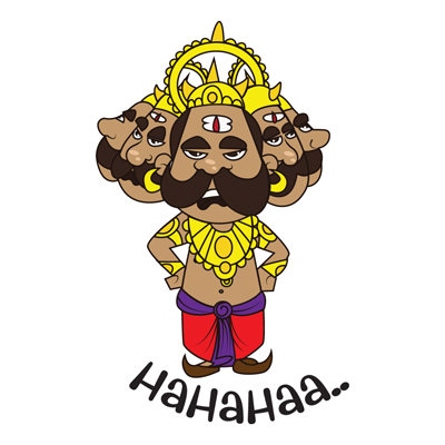 Ravan is laughing with his multiple faces