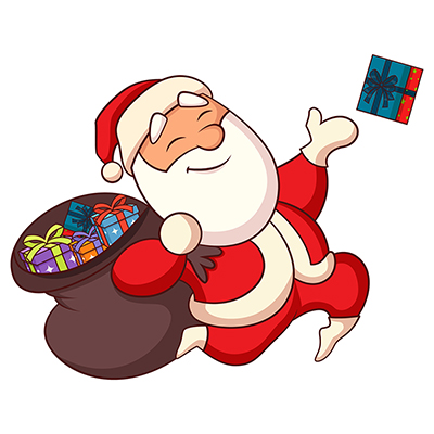 Santa claus character going for gift distribution