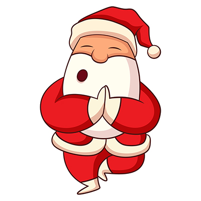 Santa claus character standing with folded hands