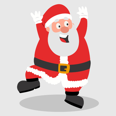 Santa claus character dancing in happiness