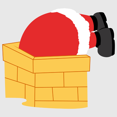 Santa claus is going inside the house chimney