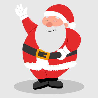 Santa claus is smiling and waving his hand