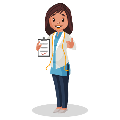 Woman nutritionist holding diet chart and showing thumbs up