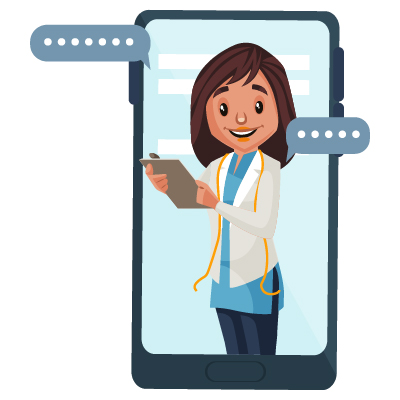 Woman nutritionist on mobile phone for online appointment