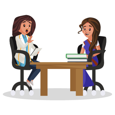 Woman nutritionist sitting with lady patient