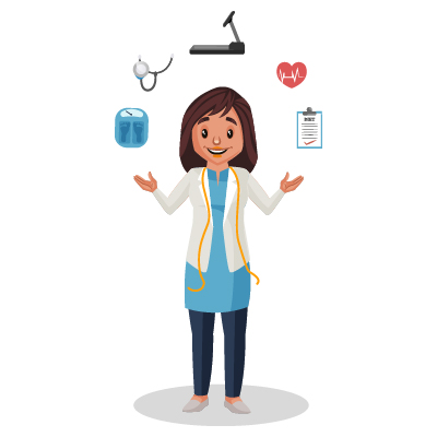 Woman nutritionist standing with her equipment