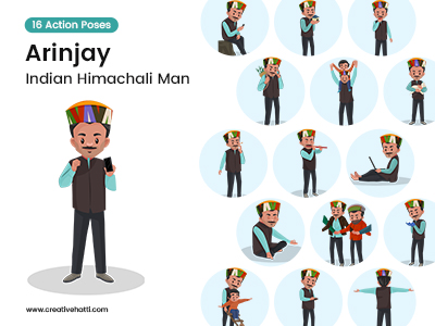 Arinjay Indian Himachali Man Vector Bundle