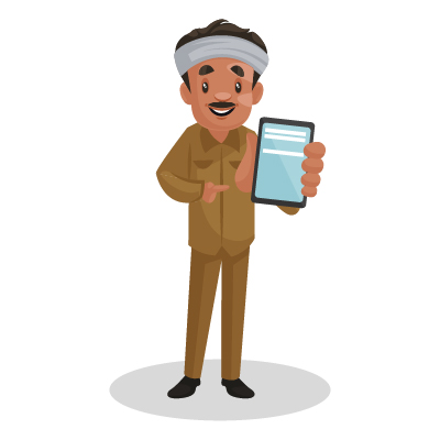 Indian auto driver showing mobile phone for online payment
