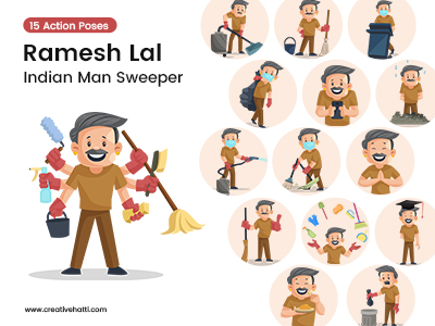 Ramesh Lal Indian Man Sweeper Vector Bundle