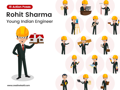 Rohit Sharma Young Indian Engineer Vector Bundle