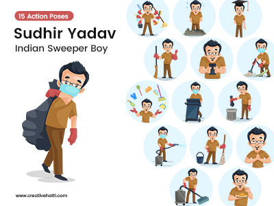 Sudhir Yadav Indian Sweeper Boy Vector Bundle