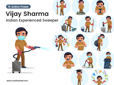 Vijay Sharma Indian Experienced Sweeper Vector Bundle
