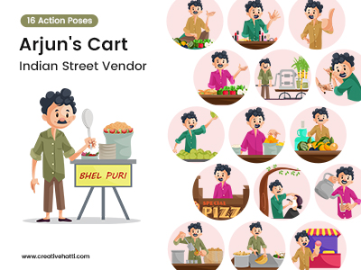 Arjun Cart Indian Street Vendor Vector Bundle