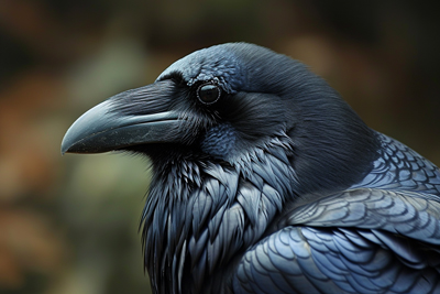 Close up portrait of an intelligent raven