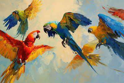 Colorful image of beautiful parrots
