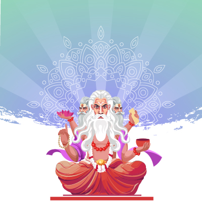 God Brahma Creator of the Universe Illustration