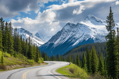 Picture of mountain road winding through landscapes