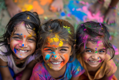 Photo of children celebrating Holi festival