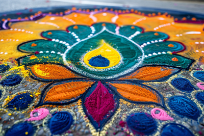 Picture of beautiful rangoli design on floor