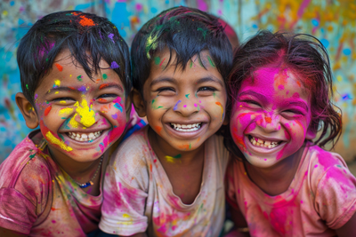 Picture of children celebrating Holi festival