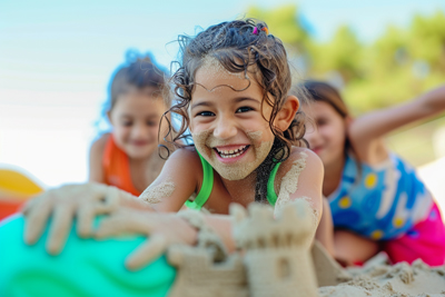 Picture of kids building castles on sand