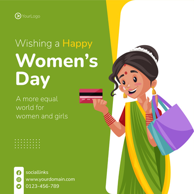 Womens day wishing card banner design template