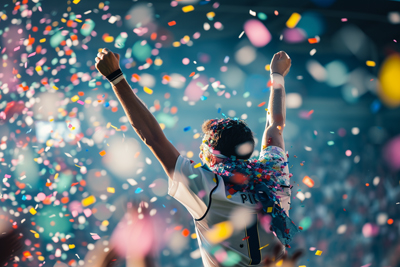 Image of player celebrating victory in game